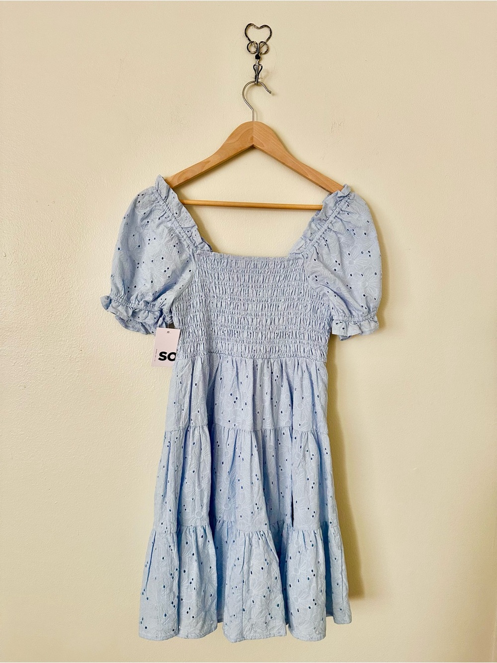 | so • baby blue eyelet puff sleeve sundress • medium | - Picture 8 of 8